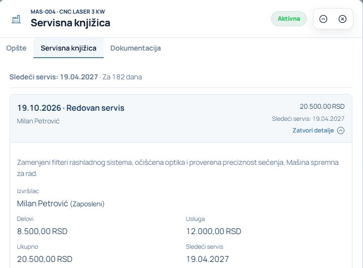 Servisna knjižica mašine